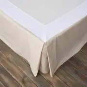 French Linen Wrap Around Bed Skirt with Pleated Corner 18-Inch Tailored Drop ...