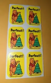 Vintage Scratch N Sniff Stickers Winnie the Pooh Christmas Tree Pine 1/2 sheet
