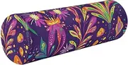 GuoChe Yoga Meditation Bolster Pillow Mardi Gras Carnival Purple Gold Green Neck Roll Pillow 5.5" x 17" Round Pillow Form Cylinder Foam Pillow Bolster Pillow Covers with Zipper
