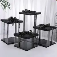 在飛比找momo購物網優惠-【GIFTME5】黑色透明蛋糕盒8寸5入(透明蛋糕盒 透明禮