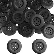 30 Pieces 2.36 Inch Large Wooden Buttons for Sewing Crafts, 4 Holes Big Size Round Sewing Button Large Wood Buttons for Craft Sewing DIY Clothing Decoration(Black)