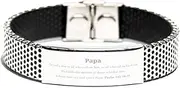 [Generic] Stainless Steel Bracelet Gifts for Papa, Psalm 145:18-19 Engraved Inspirational Jewelry for Fathers Day, Birthday, Christmas, Graduation, and Veterans Day, Unique Mens Religious Bracelet with Bibl,