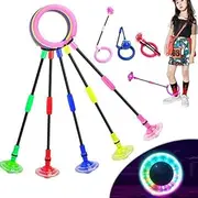 Fine Deal Flashing Jumping Ring Children Colorful Ankle Skip Jump Ropes Sports Swing Ball for Kids Boys Girls Toy