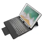 Colored Backlight Bluetooth Keyboard With Leather Flip Case For Ipad 9.7 (2018 / 2017) and Air and Air 2 and Pro 9.7 (Black)