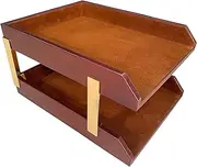 Dacasso Mocha Leather Double Letter Trays