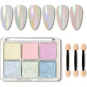 NNETM 6 Colors Chrome Mirror DIY Nail Powder Set Mermaid Nail Art Neon Pigment Powders and Glittering Effects
