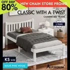ALFORDSON Bed Frame Wooden King Single Solid Pine Timber Base White CAMBRIE