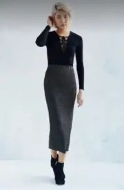 Bardot Black And Gold Inez Midi Bodycon Skirt Size 6 BNWT RRP $79.95
