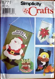 SIMPLICITY CRAFT PATTERN 8771 HOLIDAY WALL HANGINGS TO MAKE UNCUT VINTAGE 1993