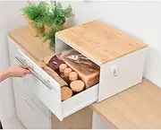 Belca BB-BC3-W Storage Container, Bread Case, Drawer Type, Width 15.7 x Depth 13.8 x Height 9.8 inches (40 x 35 x 25 cm), White Kitchen Storage, Slide-Type, Bread Case, Toaster Rack, Storage Box