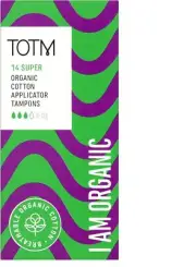 TOTM Organic Cotton Super Applicator Tampons, Pack of 14