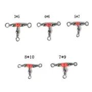 50Pcs Line Barrels Triple Swivels with Beads Fishing Tackle Equipment