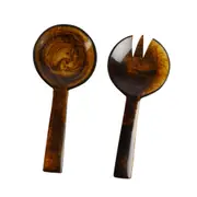 2pc Maine & Crawford Atlas Tobacco 23cm Resin Spoon/Fork Salad Servers Set Amber