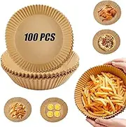 Air Fryer Liners, 6.3 inches 100PCS Air Fryer Paper Liners Air Fryer Disposable Paper Liner Non-Stick, Oil-Proof, Water-Proof. Food Grade Baking Paper for Roasting Microwave
