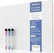 Nicpro Dry Erase Mini Whiteboard A3, 30 x 42 cm Double Sided Lapboard with 3 Water-Based Pens Learning Small White Board Portable Drawing Writing for Student and Classroom Use