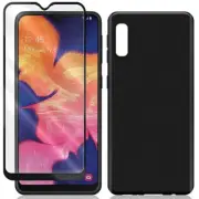 Anti-Strike Tempered Glass Screen Protector Soft Slim Case f Samsung Galaxy A10e