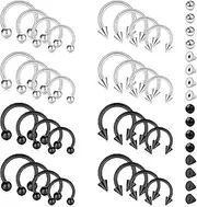 [D.Bella] 16G 14G Horseshoe Rings Surgical Steel Nose Septum Horseshoe Hoop Earring Eyebrow Tragus Lip Rings Daith Helix Piercing Jewelry for Women Men 6-12mm Smily Piercing Jewelry