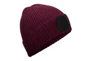 Beechfield Patch Circular Patch Beanie (Burgundy/Black) (One Size)