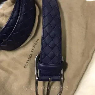 極美二手正品 BOTTEGA VENETA BV 藍色 編織皮帶 真皮 意大利製男士皮帶