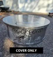 Fire Pit Cover Round Flat with Side Lip - Stainless Steel - Swirl Fin