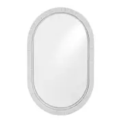 Rattan Oval Mirror 60x90cm Wrap Wall/Tabletop Home/Office Nordic/Boho Decor WHT