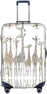 [pvinnk] Cute Cartoon Funny Giraffes Print Protective Luggage Cover Elastic Washable Suitcase Travel Gear Protector, White, X-Large