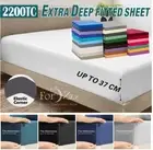2200TC Soft Deep Fitted Sheet Full Elastic Super King Single Queen Double Bed