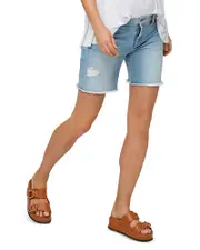 Nom Maternity Montauk Distressed Denim Maternity Shorts