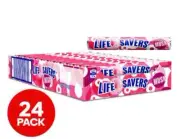 24 x LIFE SAVERS MUSK - ROLLS PINK HARD WRAPPED RING ROUND BULK LOLLIES NEW
