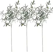 Avoik 3 PCS Large Artificial Olive Branches 39" Tall Fake Olive Leaf Stems Tree Branch Green Plant Faux Olive Plants for Vases Home Decor Wedding Arrangement