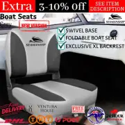 New 2 Swivel Boat Seats Rotatable Base Folding All Weather Marine Deck Chairs AU