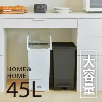 在飛比找momo購物網優惠-【日本 RISU】H&H系列踩踏對開分類垃圾桶 45L