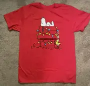 Charlie Brown Christmas Snoopy Dog House Red Barron Med~Men's Holiday T-Shirt