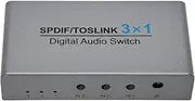 Digital Optical Audio Switch 3x1, 3 Ports SPDIF Toslink Switch Box with Remote Control, Supports AC3/HDCD/THX/PCM, for TV, PC, for PS5, for PS4, for PS3, for