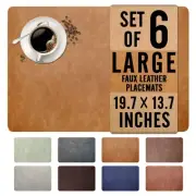 UnivoColors Washed Cowhide Pattern Faux Leather Big Size Placemats Set of 6, ...