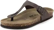 [FITORY] Mens Cork Thong Slides Sandal with Adjustable Buckle Straps Size 7-13.5