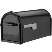 Post Mount Mailbox Black Large Capacity Galvanized Steel Flag Magnetic Latch