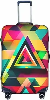 [Pvinnk] Colorful Triangle pattern Print Protective Luggage Cover Elastic Washable Suitcase Protector Travel Gear Protector, White, Small
