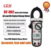 CEM DT-362 Compact AC,AC/DC Autoranging Clamp Meters LCD Display ✦KD