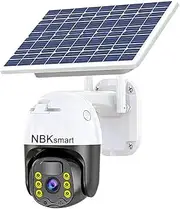 [NBKsmart] Solar Security Camera, Wireless Outdoor, Continuous Power, No Monthly Fee, 2.4 GHz Wi-fi, 2Way Audio/Video, IP65 Weatherproof, Al Detection, Night Vision, Solar Powered Cam