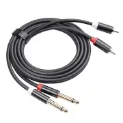 Dual 1/4'' to Dual RCA Audio Interconnect Cable 2×6.35mm Male to 2 F2E4