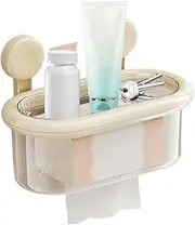 Suction Cup Tissue Box - Paper Towel Dispenser Large Capacity No-Drilling Wipes Holder,Space Saving Napkin Storage Non-Slip Bathroom Organizer for Home & Keys