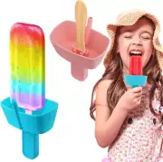 2PCS Silicone Popsicle Holders for Kids No Drip, Reusable Mess Free Ice Pop Stic