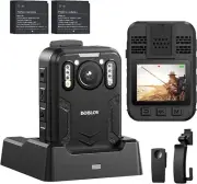 BOBLOV B4K2 128GB 4K Body Camera with GPS, Two 3000Mah Batteries for 14-16Hours
