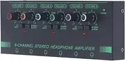 Headphone Amplifier, 6 Channel Mono Stereo Audio Amplifier, Earphone Splitter Amp for Mic, Lines Without Crosstalk, 3.5mm * 6 & 6.35mm * 6