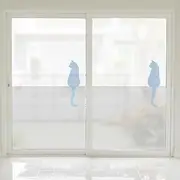Window Privacy Film Stained Glass Window Film, Grey Blue Cat Privacy Film for Glass Windows Opaque Window Film Stained Glass Window Film(4Pcs (60x116 cm))