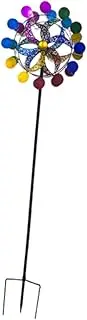 Perfk 360 Degrees Windmill,Wind Sculpture,73" Tall Waterproof Metal Windmill Garden Stake,Wind Catcher for Outdoor