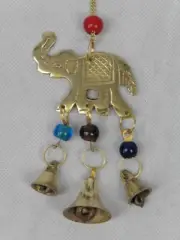 Beautiful Indian Brass Elephant Chime with Multi Colour Glass Beads