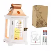 WOODEXPE Sympathy Gift Memorial Lantern with Flickering LED Candle and Remote