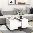 High Gloss Coffee Couch Table With Wheels Storage Compartment Extendable Top